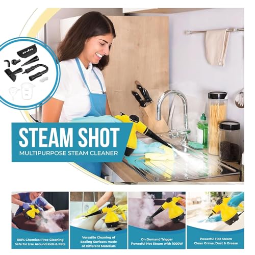 ELEXIQ Multi-Purpose Handheld Pressurized Steam Cleaner with 9-Piece Accessories, Perfect for Stain Removal, Curtains, Car Seats, Floor, Window Cleaning - Image 5