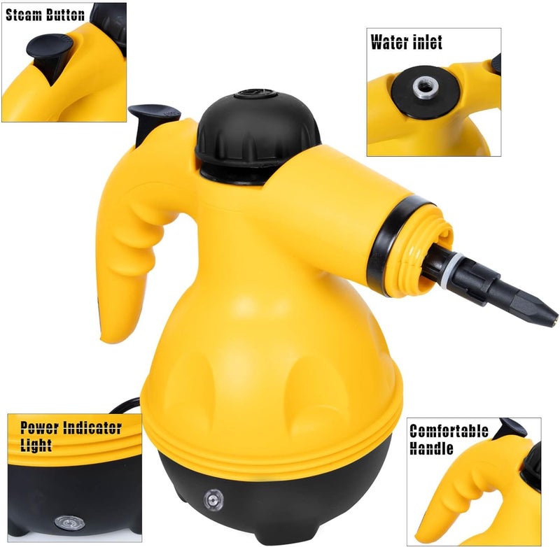 ELEXIQ Multi-Purpose Handheld Pressurized Steam Cleaner with 9-Piece Accessories, Perfect for Stain Removal, Curtains, Car Seats, Floor, Window Cleaning - Image 4