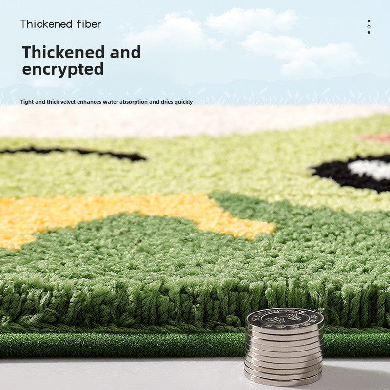 Dajiang Cartoon Animal Toilet Anti-Slip Mat Quick-Drying Foot Mat Household Bathroom Mat Strong Absorbent Flocking Carpet(Frog is cute, 50*80cm) - Image 4