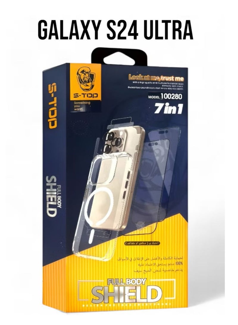اس-توب بكج الحماية الكاملة لـ سامسونج جالكسي اس 24 الترا (Samsung Galaxy S24 Ultra) حماية كاملة لجهازك ضد الخدوش والسقوط (7in1), البكج الأصلي من S-TOP - Image 1