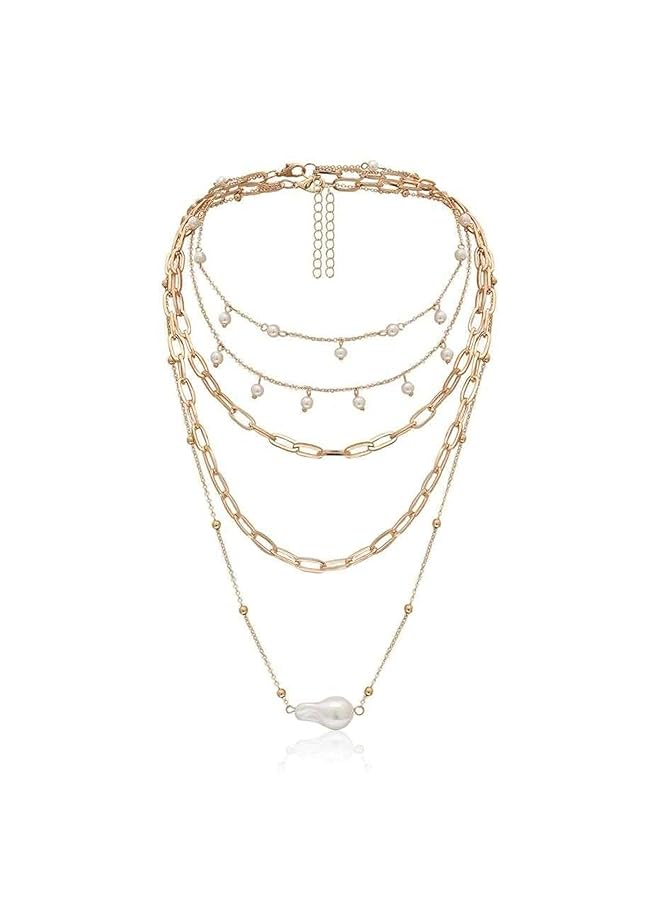 إيروريكس قلادة بوهيمية نسائية متعددة الطبقات مع خيوط لؤلؤية قلادة بوهيمية متعددة الخيوط قلادة من خيوط اللؤلؤ قلادة بوهيمية قلادة من اللؤلؤ قلادة متعددة الطبقات هدايا عيد الميلاد - Image 1