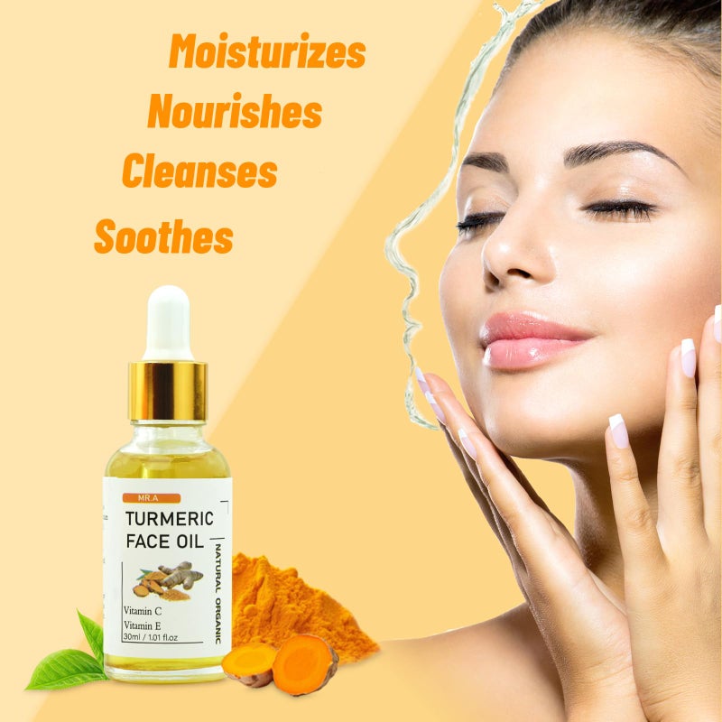 MR.A 2Pcs Turmeric Soap Bar and Turmeric Oil Set for Face & Body, Nautral Ingredients with Vitamin C to Cleanses, Soothing, Hydrating Skin, Turmeric Skin Care Set for All Skin Type - Image 4