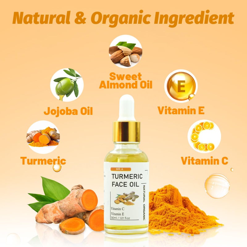 MR.A 2Pcs Turmeric Soap Bar and Turmeric Oil Set for Face & Body, Nautral Ingredients with Vitamin C to Cleanses, Soothing, Hydrating Skin, Turmeric Skin Care Set for All Skin Type - Image 5