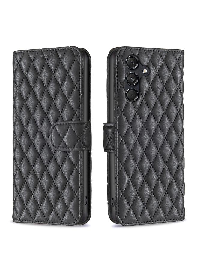 اس-توب جراب لهاتف Samsung Galaxy M55 من الجلد بتصميم محفظة شبكية ماسية قابلة للطي - Image 1