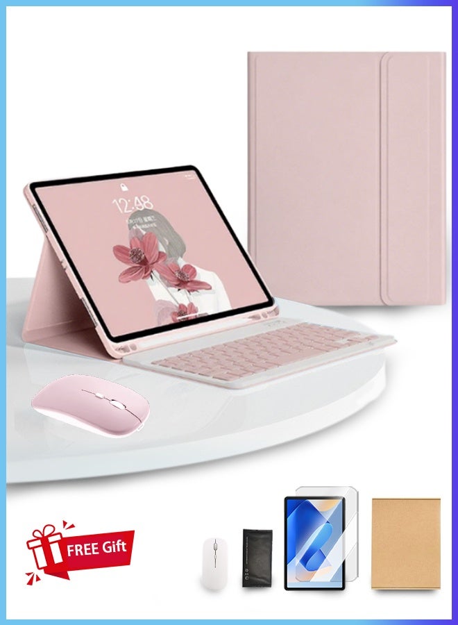 Ipad Cover 10.9/11 Inch Cover Bluetooth Keyboard Case For Ipad Pro 11/Air4/Air5/Air11(M2) Detachable Wireless Keyboard Pen Holder Ultra-Thin Leather Smart Case With Mouse+ Free Anti-Glare Screen Protector-Anti-Drop And Sandstorm Proof- Pink  - Image 1