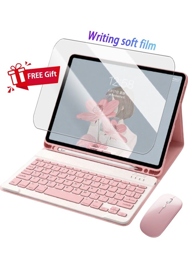 Ipad Cover 10.9/11 Inch Cover Bluetooth Keyboard Case For Ipad Pro 11/Air4/Air5/Air11(M2) Detachable Wireless Keyboard Pen Holder Ultra-Thin Leather Smart Case With Mouse+ Free Anti-Glare Screen Protector-Anti-Drop And Sandstorm Proof- Pink  - Image 3