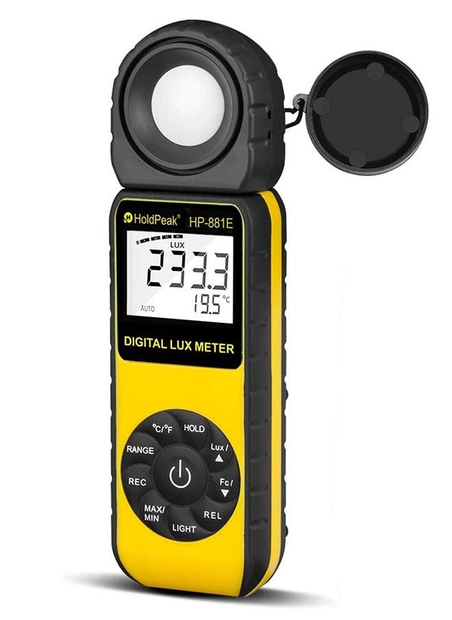 HoldPeak - HOLDPEAK HP-881E Digital Illuminance/Light Meter, Measure Lights 0.01~300,000 Lux (0.01~30,000 FC) Foot Candles, Par Meter Luxmeter for Plants Aquarium Light Tester - Image 1