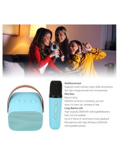 DIGI CORE Mini Karaoke Machine Portable Speaker Bluetooth Karaoke Speaker With Wireless Mic For Kids And Adults Mini Wireless Speaker For Indoor And Outdoor Party And Birthday Bluetooth Speaker Blue  - Image 3