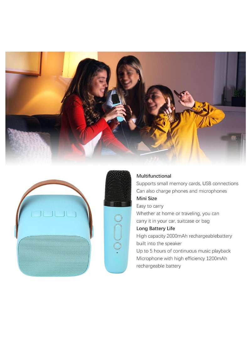 DIGI CORE Mini Karaoke Machine Portable Speaker Bluetooth Karaoke Speaker With Wireless Mic For Kids And Adults Mini Wireless Speaker For Indoor And Outdoor Party And Birthday Bluetooth Speaker Blue  - Image 3
