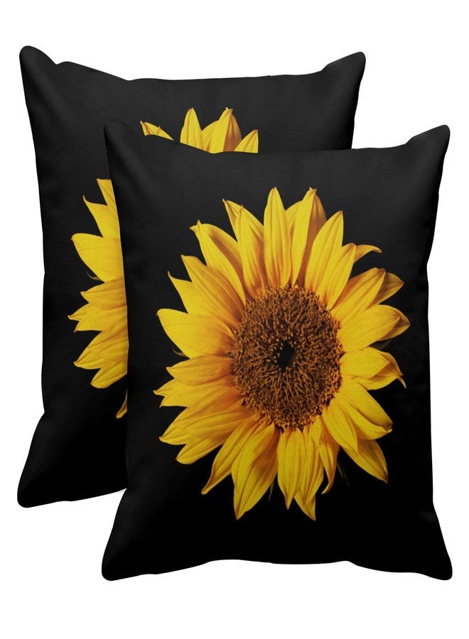 Emvency Set of 2 Sunflower Throw Pillow Covers Yellow Black Sun Flowers Decor Pillowcases Polyester 18 X 18 Inch Square Hidden Zipper Home Cushion Decorative Pillowcase - Image 1
