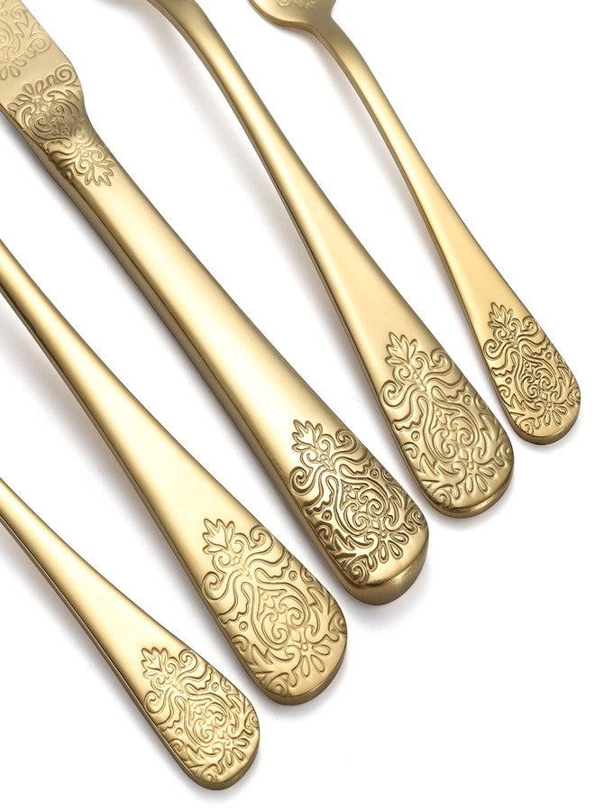 X-zrew Gold Silverware Set 40 Pieces Stainless Steel Flatware Set Service for 8 Cutlery Utensil Sets Include Knives Forks Spoons for Kitchen Home Restaurant - Image 3