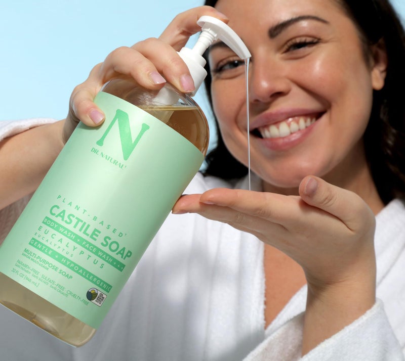 Dr. Natural Castile Liquid Soap - Multi-Use Body Wash, Shampoo and Face Wash - Hydrating Body Soap for Skin, Hair, Pets and Home - Eucalyptus - 32 oz - Image 5