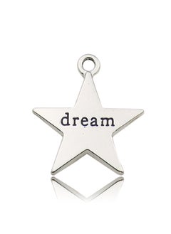 Vintage Diy Handmade Alloy Jewelry Accessories Star Hollow Out Pentagram Meteor Necklace Earrings Pendant Hanging Ornament 10936-ancient silver letter dream star-1.9g-20x22.5mm