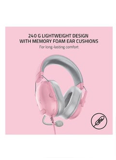 RAZER BlackShark V2 X Gaming Headset, 7.1 Surround Sound Capable, TriForce 50mm Drivers, 3.5mm Jack, Breathable Memory Foam Cushion, For PC, PS4, Nintendo Switch, Quartz Pink | RZ04-03240800-R3M1  - Image 5