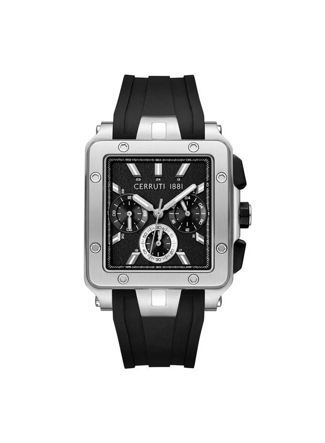 CERRUTI 1881 Odissea Master 40.25mm Black Dial Silicone Strap Multifunction Watch For Men