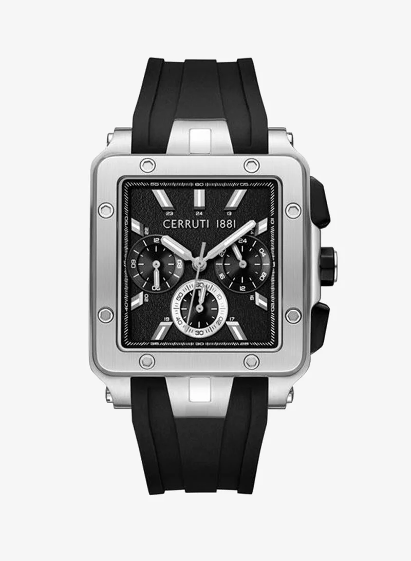 شيروتي 1881 Odissea Master 40.25mm Black Dial Silicone Strap Multifunction Watch For Men