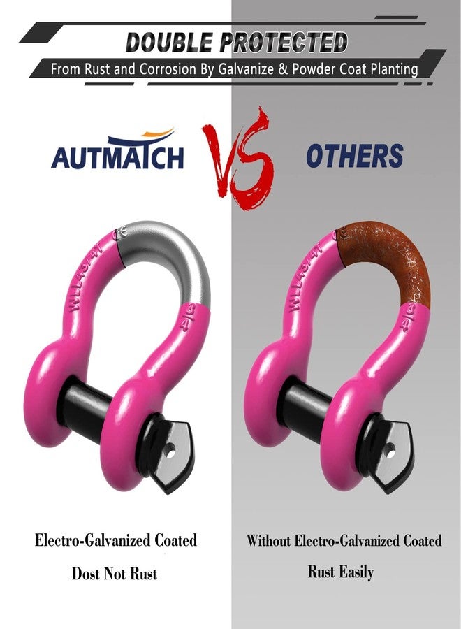 AUTMATCH D Ring Shackle 3/4" Shackles (2 Pack) 41,887Ibs Break Strength with 7/8" Screw Pin and Shackle Isolator Washers Kit for Tow Strap Winch Off Road Vehicle Recovery Pink & Black - Image 5