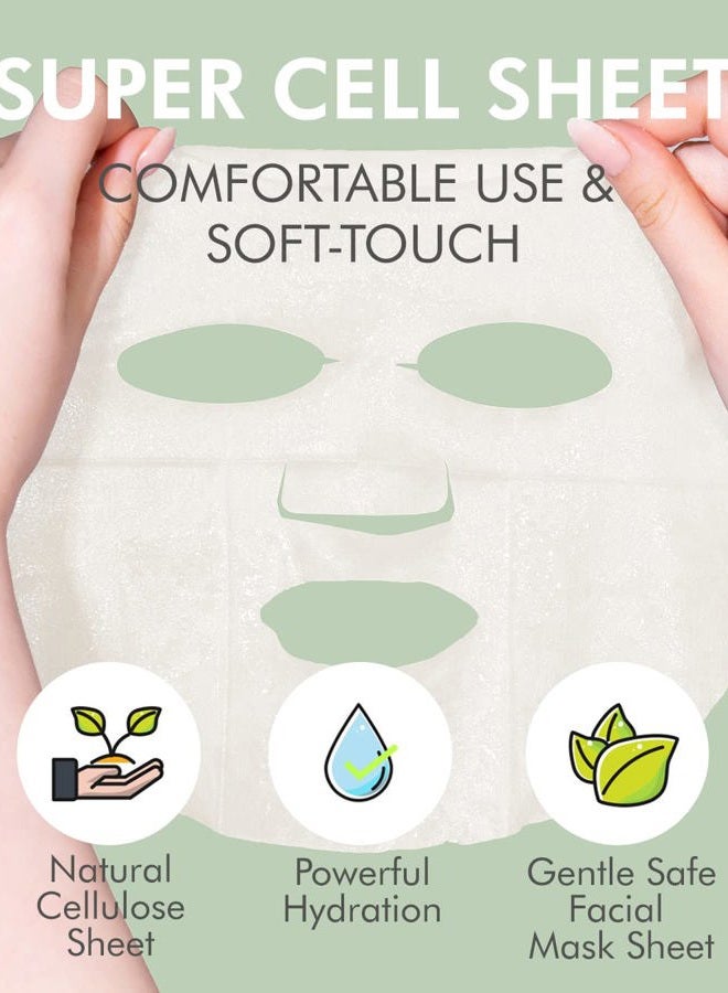 DERMAL أقنعة الوجه سوبر فود للعناية بالبشرة - 12 عبوة من أقنعة الوجه الورقية للحصول على بشرة متألقة ومنعشة - أقنعة ورقية مرطبة للوجه غنية بالمكونات الطبيعية لجميع أنواع البشرة - Image 4