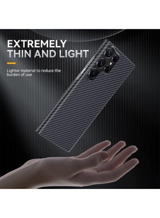 جراب مناسب لهاتف Samsung S25 Ultra بنمط ألياف الكربون، ملمس جلدي فائق النحافة، لون متباين من البولي كربونات، جراب واقٍ لهاتف Galaxy S25 Ultra (أسود) - view 3