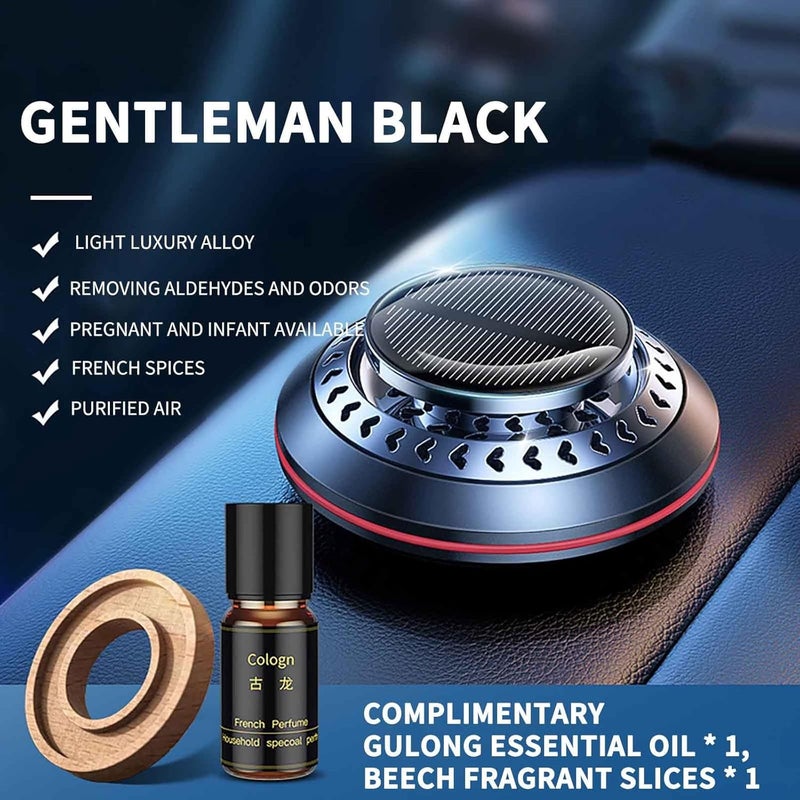 كلاراكو معطر جو للسيارة، معطر جو يعمل بالطاقة الشمسية مع دوران خفيف، رائحة تدوم طويلاً، هدية ديكور داخلي للسيارة، مع موزع عطري للزيوت العطرية الأساسية سعة 5 مل (أسود) - Image 3