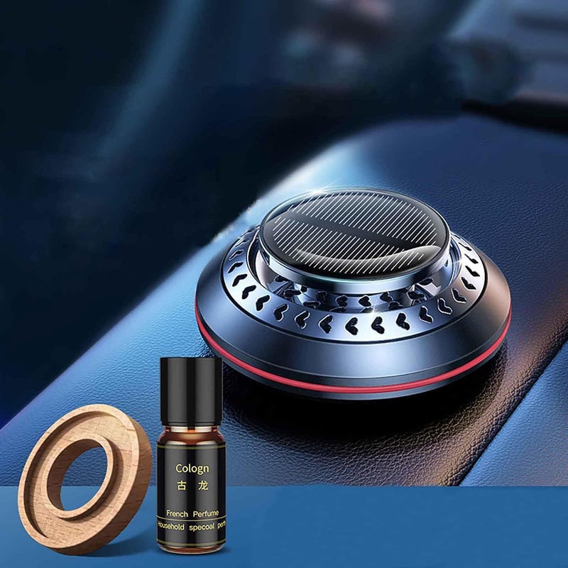 كلاراكو معطر جو للسيارة، معطر جو يعمل بالطاقة الشمسية مع دوران خفيف، رائحة تدوم طويلاً، هدية ديكور داخلي للسيارة، مع موزع عطري للزيوت العطرية الأساسية سعة 5 مل (أسود) - Image 1