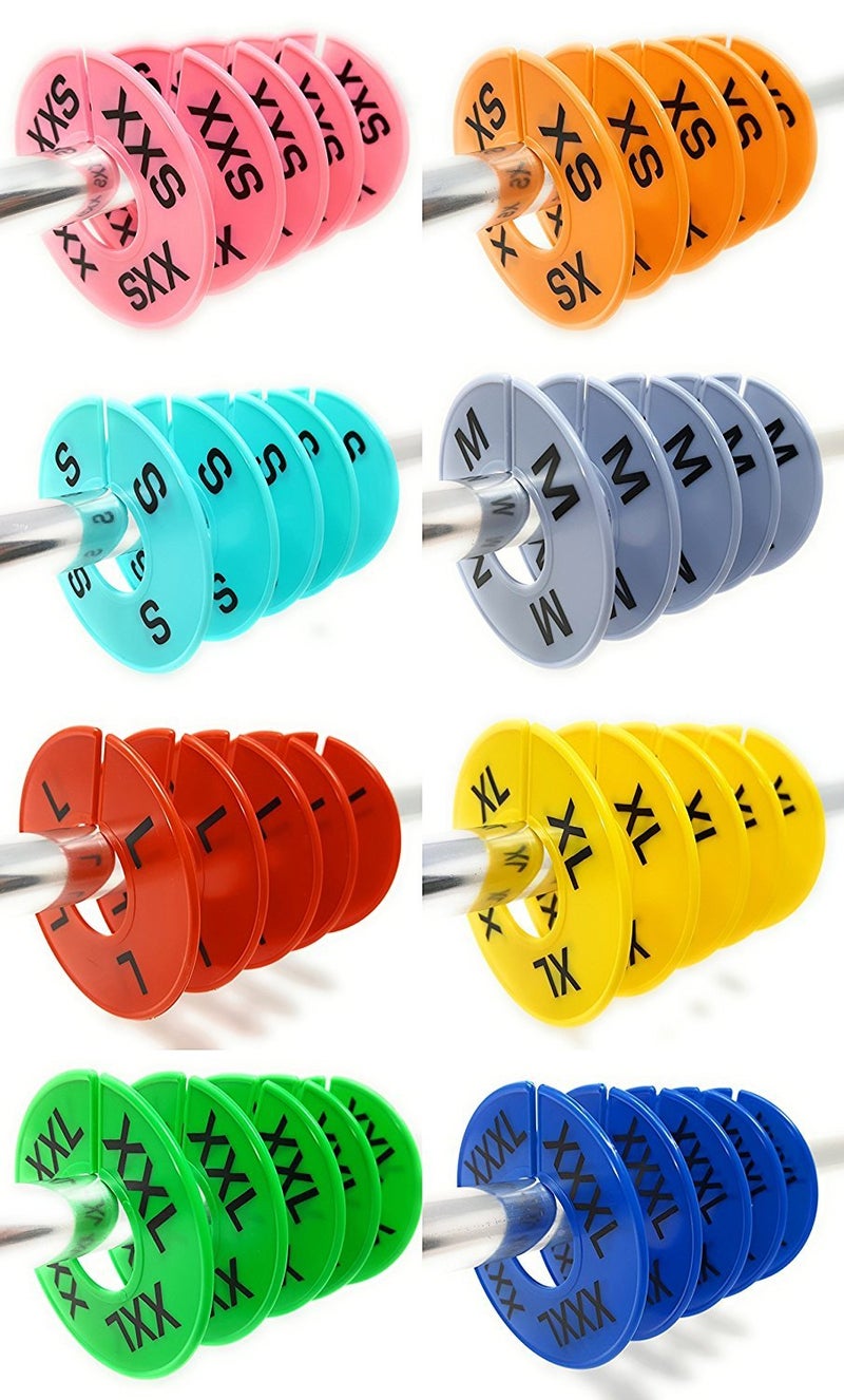 GIDABRAND Clothes Size Dividers  40 Pieces 8 Colors XXSXXXL  Ultimate Clothing Rack Dividers  Round Clothes Rack Clothes Hangers Commercial Clothing Racks Clothing Shops by GIDABRAND - Image 1