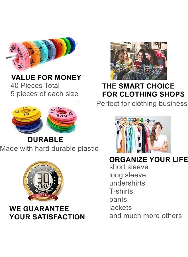 GIDABRAND Clothes Size Dividers  40 Pieces 8 Colors XXSXXXL  Ultimate Clothing Rack Dividers  Round Clothes Rack Clothes Hangers Commercial Clothing Racks Clothing Shops by GIDABRAND - Image 5