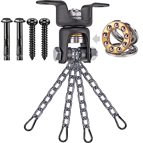 BeneLabel Heavy Duty Boxing Punching Bag Chain, 800 LB Capacity, 360° Rotation Wood Beam Holder with 4 Chains and 4 Carabiners, 2 Wood Screws for Wooden Sets - Image 1