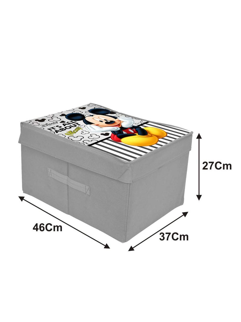 Kuber Industries Disney Mickey Print Non Woven 2 Pieces Fabric Foldable Cloth Storage Wardrobe Organiser Box with Lid Extra Large GreyKUBMART16315 - Image 4