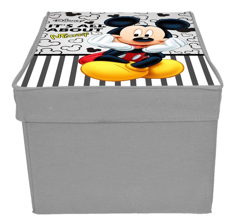 Kuber Industries Disney Mickey Print Non Woven 2 Pieces Fabric Foldable Cloth Storage Wardrobe Organiser Box with Lid Extra Large GreyKUBMART16315 - Image 5