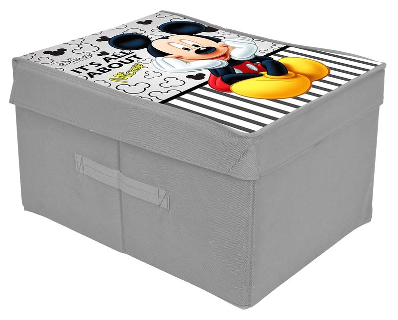 Kuber Industries Disney Mickey Print Non Woven 2 Pieces Fabric Foldable Cloth Storage Wardrobe Organiser Box with Lid Extra Large GreyKUBMART16315 - Image 2