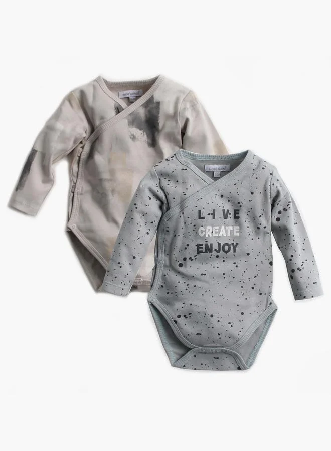 Luna & Lily Pack of 2 - Speckled Quote Print Bodysuit