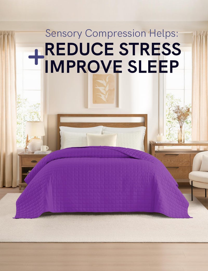 YnM 20lbs Weighted Blanket for Adults, Cotton Heavy Bed Throw Blanket with Cooling Glass Beads for All Season Use, Ideal for One Person of 190lbs (60x80 Inches, Queen Bed, Fuchsia Purple) - Image 2