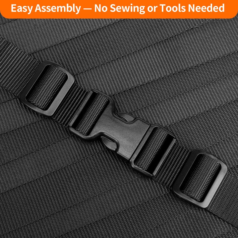 BEYOURD Heavy-Duty Buckles and Strap Set 1-1/4": 6 Yards of Thick Nylon Webbing, 6-Pack Adjustable Quick Side Release Plastic Buckles, 12 Tri-Glide Slide Clips, Black (1 1/4 Inch Combo Set) - Image 2