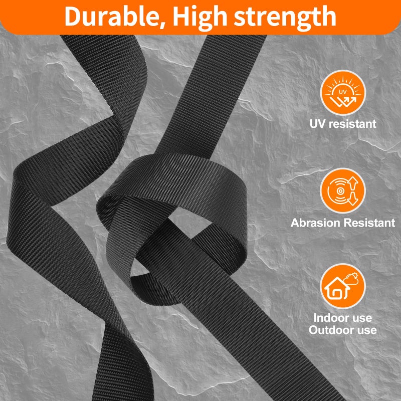 BEYOURD Heavy-Duty Buckles and Strap Set 1-1/4": 6 Yards of Thick Nylon Webbing, 6-Pack Adjustable Quick Side Release Plastic Buckles, 12 Tri-Glide Slide Clips, Black (1 1/4 Inch Combo Set) - Image 4