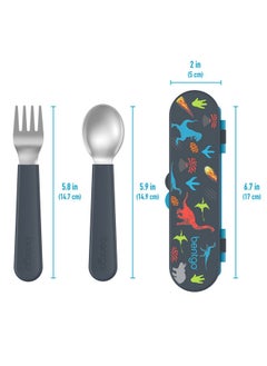 ® Kids Stainless Steel Utensil Set - Reusable Fork, Spoon & Storage Case - High-Grade Bpa-Free Stainless Steel, Easy-Grip Handles, Dishwasher Safe For School Lunch, Travel & Outdoors (Dinosaur) - pzsku/Z6252D0CB6750618296FBZ/45/_/1735214480/99cc2432-ba06-4aed-b691-fb96a1c37ce0