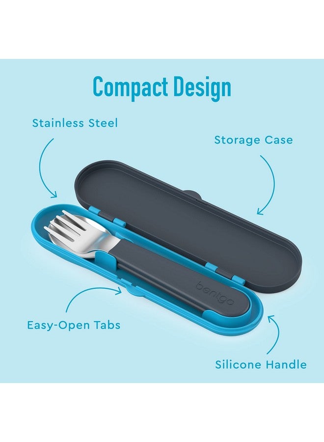 Bentgo طقم أدوات مائدة من الفولاذ المقاوم للصدأ للأطفال - شوكة وملعقة قابلة لإعادة الاستخدام وحافظة تخزين - فولاذ مقاوم للصدأ عالي الجودة خالي من BPA، مقابض سهلة الإمساك، آمنة في غسالة الصحون للغداء المدرسي والسفر والأنشطة الخارجية (ديناصور) - Image 4