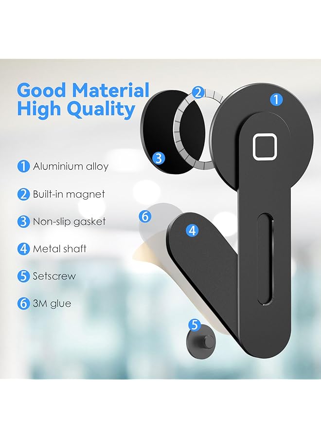 كلاود فالي حامل كمبيوتر محمول قابل للتعديل وحامل هاتف مغناطيسي من الألومنيوم رفيع ومشبك تثبيت جانبي لشاشة الكمبيوتر لهاتف Iphone Magsafe Series وجميع الهواتف المحمولة القابلة للطي وحامل توسيع الكمبيوتر باللون الأسود - Image 3