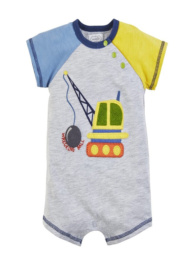 Mud Pie Baby Boys Wrecking Ball Crane Shortall, Gray, 9-12M