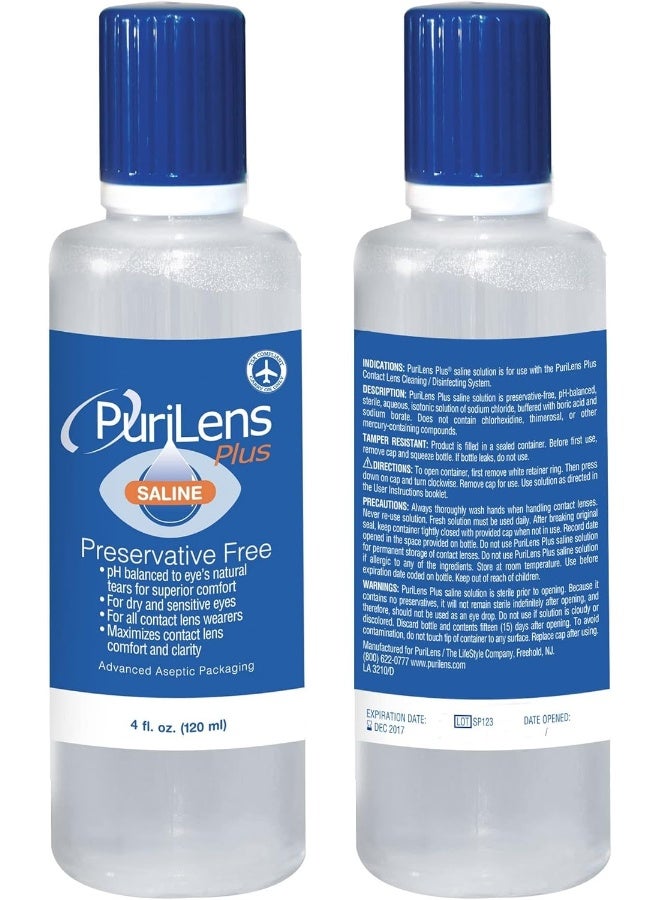 purilens Plus Preservative Free Saline 4 Fl Oz Bottles, Pack Of 12 - Image 4