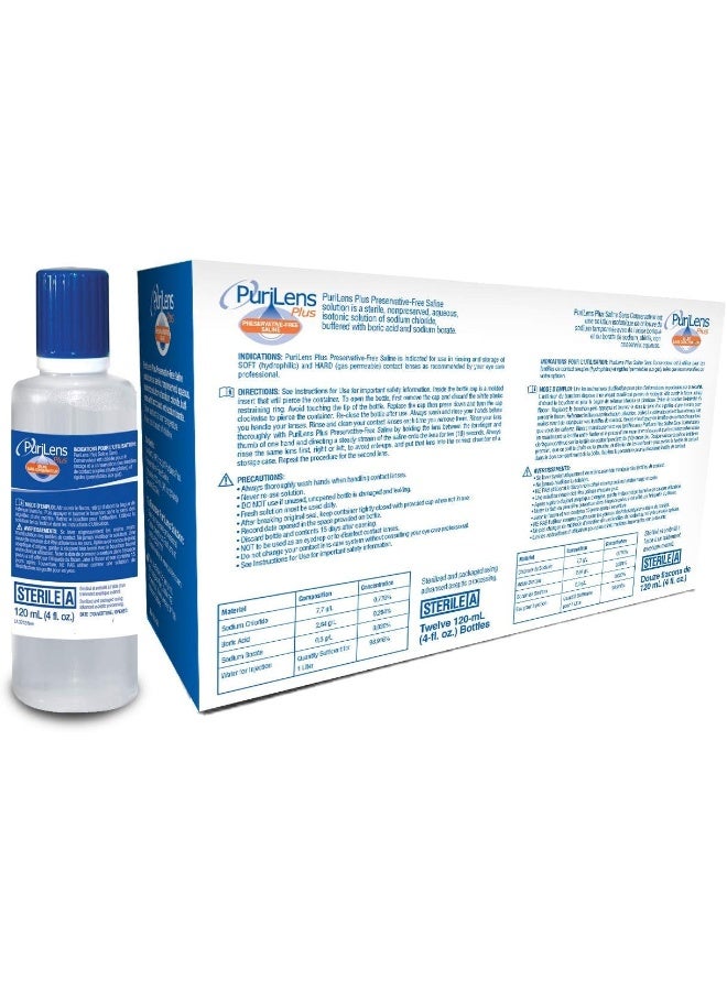 purilens Plus Preservative Free Saline 4 Fl Oz Bottles, Pack Of 12 - Image 2