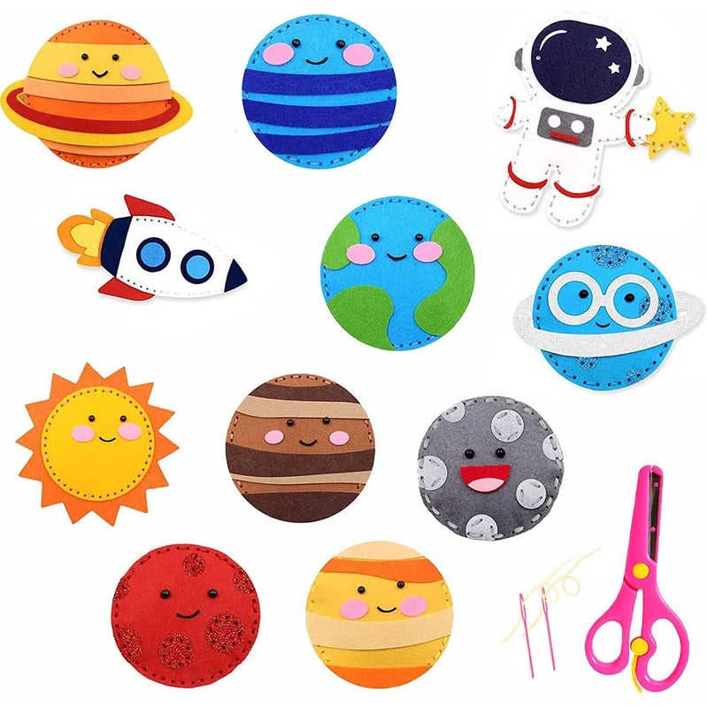 Keyohome 11pcs Space Sewing Kit for Solar System DIY Activity - Felt Toy Craft Set for Kids Beginners - Educational Toys Birthday Gift for Boys Girls - Image 1