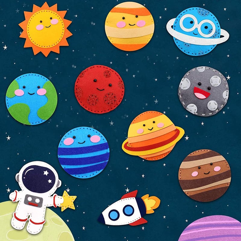 Keyohome 11pcs Space Sewing Kit for Solar System DIY Activity - Felt Toy Craft Set for Kids Beginners - Educational Toys Birthday Gift for Boys Girls - Image 2