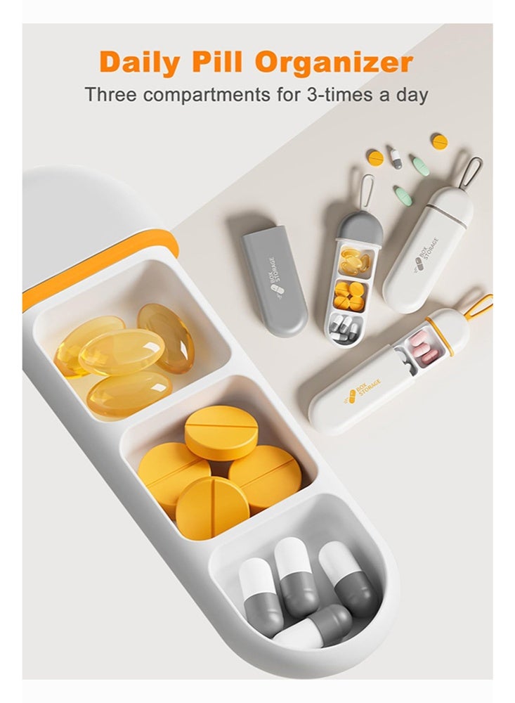 Travel Pill Organizer Box with 3 Compartments, Waterproof and BPA-Free Mini Pill Case for Daily Use and Travel – WHITE/GREY - Image 5