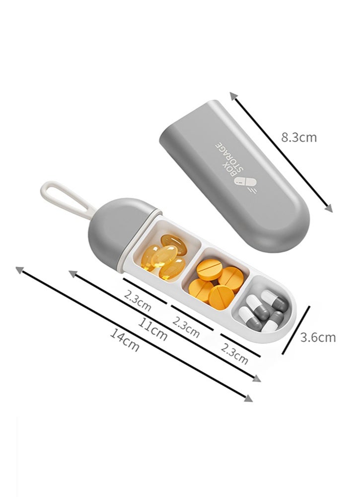 Travel Pill Organizer Box with 3 Compartments, Waterproof and BPA-Free Mini Pill Case for Daily Use and Travel – WHITE/GREY - Image 2