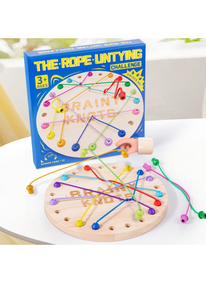 Generic - Wooden Bottom Plate Unleash Rope Big Battle Children's Logical Thinking Exercise Mindset Parent-child Interactive Early Education Toys-Color:Deconstring Challenge - Image 1