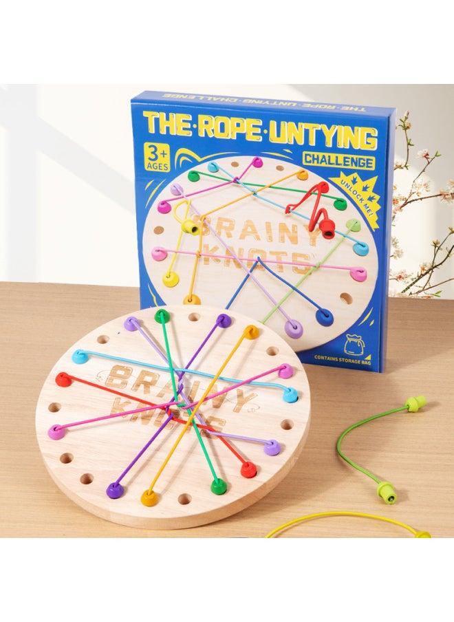 Generic - Wooden Bottom Plate Unleash Rope Big Battle Children's Logical Thinking Exercise Mindset Parent-child Interactive Early Education Toys-Color:Deconstring Challenge - Image 1