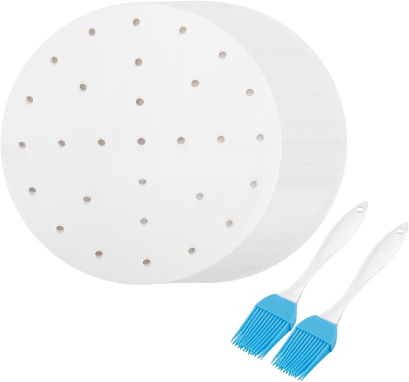 Flexzion Air Fryer Perforated Parchment Paper Sheets Liners, 7.5 Inch 200 Sheet Top Best Accessories for 3.5 3.7 QT AirFryer, Bamboo Steamer Basket, Baking Paper, Microwave, Oven Non-Stick Cooking - Image 1