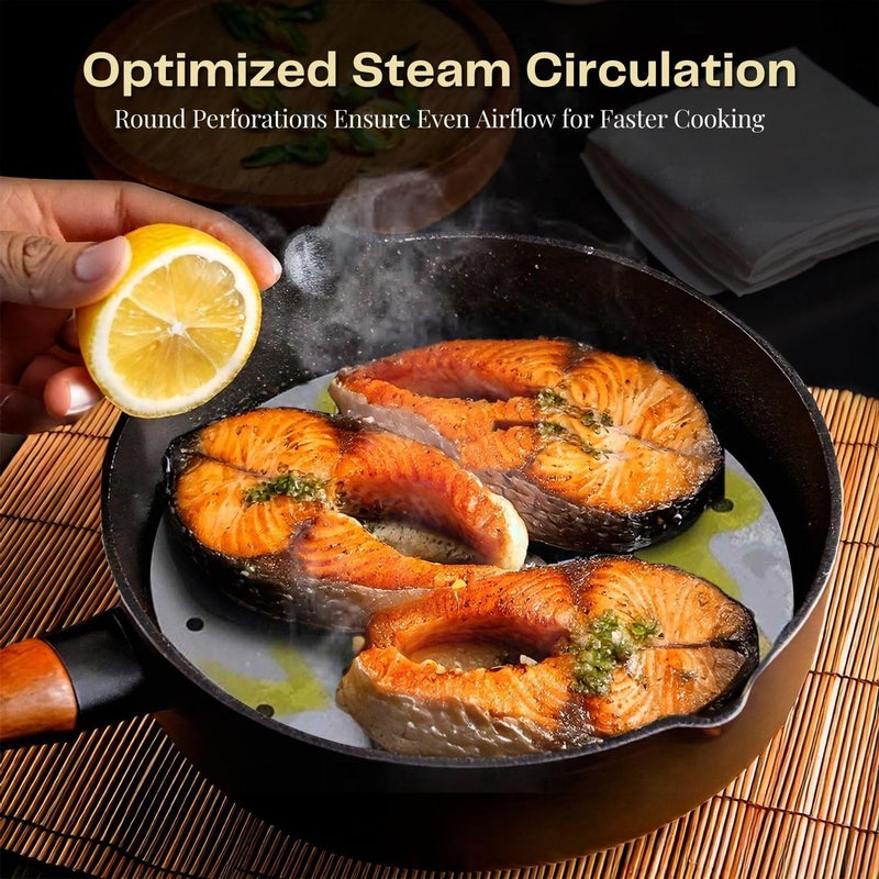 Flexzion Air Fryer Perforated Parchment Paper Sheets Liners, 7.5 Inch 200 Sheet Top Best Accessories for 3.5 3.7 QT AirFryer, Bamboo Steamer Basket, Baking Paper, Microwave, Oven Non-Stick Cooking - Image 5