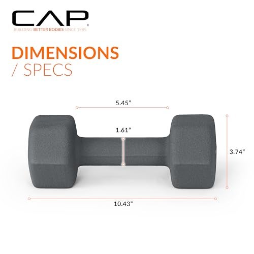 CAP Barbell Neoprene Dumbbell Weights, 15 lb Pair, Ash - Image 3